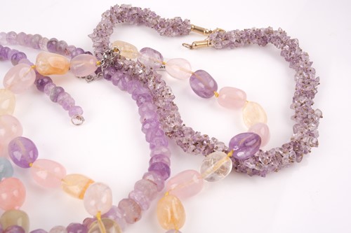 Lot 119 - A faceted amethyst beaded necklace, 51 cm long,...