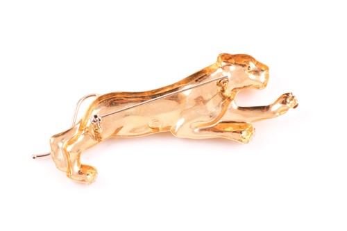 Lot 461 - A Cartier-style stylised panther brooch; with...