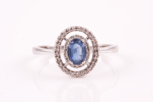 Lot 421 - A sapphire and diamond open cluster ring, the...