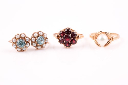 Lot 232 - A pair of 9ct yellow gold, blue zircon, and...