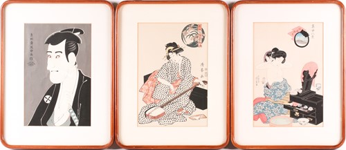 Lot 119 - Three Japanese woodblock colour prints,...