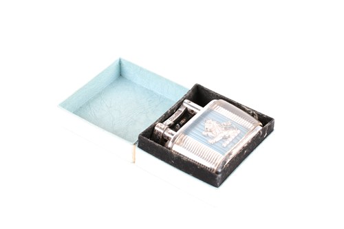 Lot 383 - A Lucas Dunhill silver plated table lighter,...