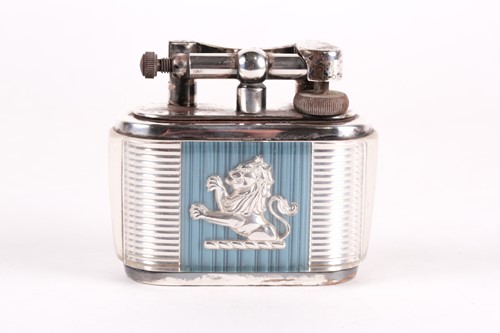 Lot 383 - A Lucas Dunhill silver plated table lighter,...