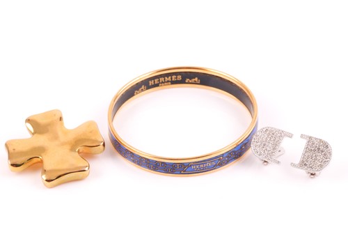 Lot 472 - Hermes, Paris. A blue enamel and gilt metal...