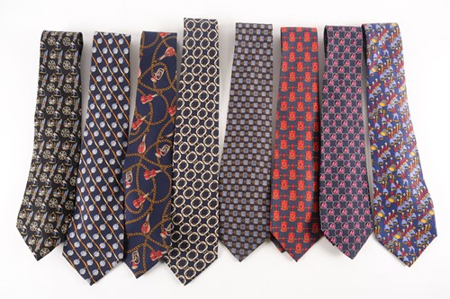 Lot 525 - A collection of eight Chanel ties of varying...