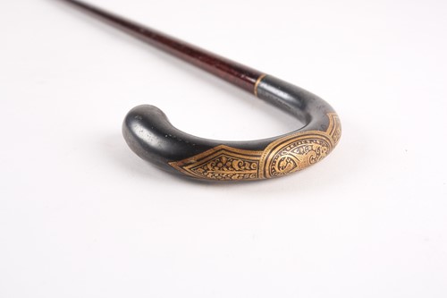 Lot 335 - A 19th-century iron handled walking cane with...