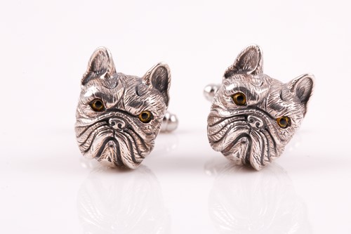 Lot 530 - A pair of white metal cufflinks each in the...