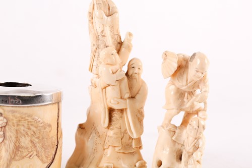 Lot 128 - A collection of Japanese ivory okimonos, Meiji...