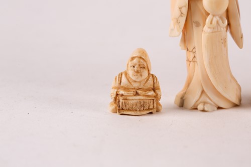 Lot 128 - A collection of Japanese ivory okimonos, Meiji...