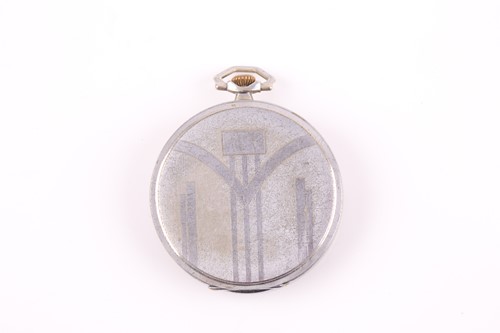 Lot 636 - An Omega stainless steel pocket watch, the...