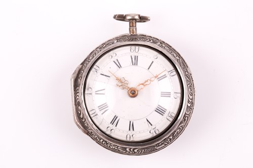 Lot 642 - A George III silver pair-cased pocket watch,...