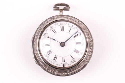 Lot 663 - A George III silver pair-cased pocket watch,...