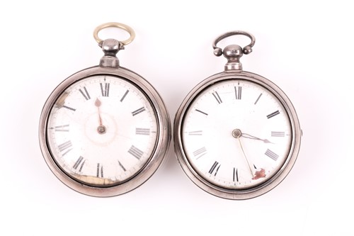 Lot 611 - Two Regency silver pair-cased pocket watches,...