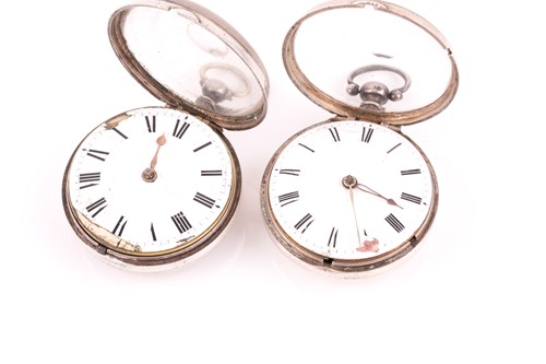 Lot 611 - Two Regency silver pair-cased pocket watches,...