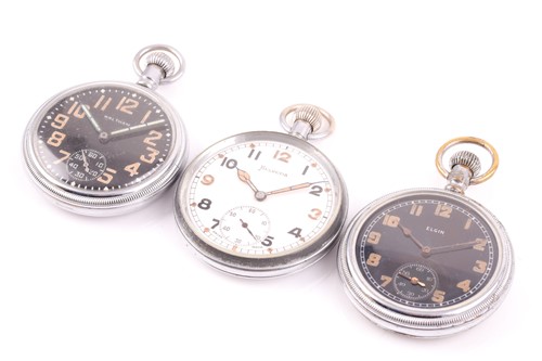 Lot 635 - Three military pocket watches, comprising an...