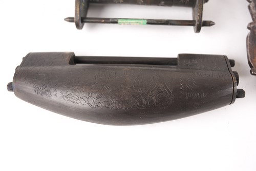 Lot 125 - A Chinese bronze boat form padlock and key...