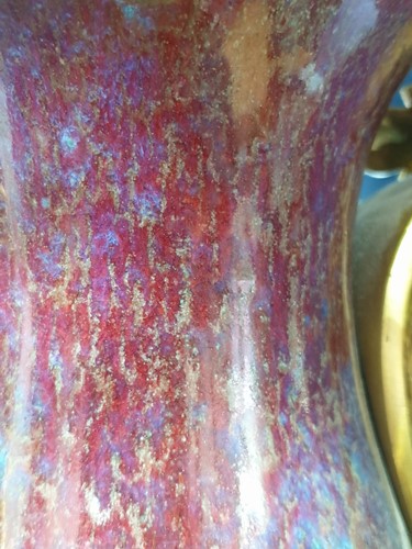 Lot 132 - A large Chinese flambe glazed vase with French...