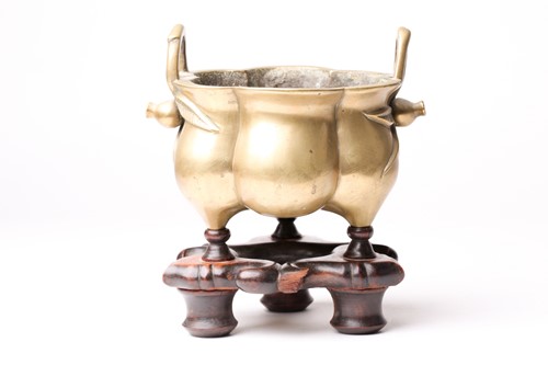 Lot 138 - A Chinese brass censer, late Qing, of...
