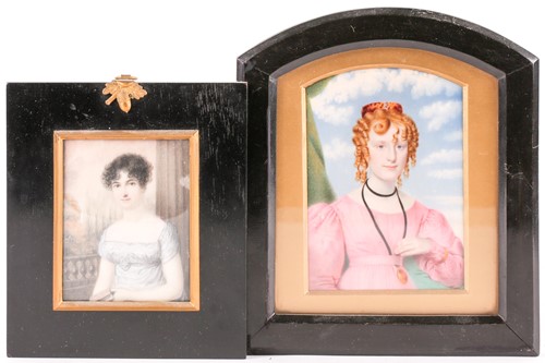 Lot 420 - A Regency period portrait miniature of ivory...