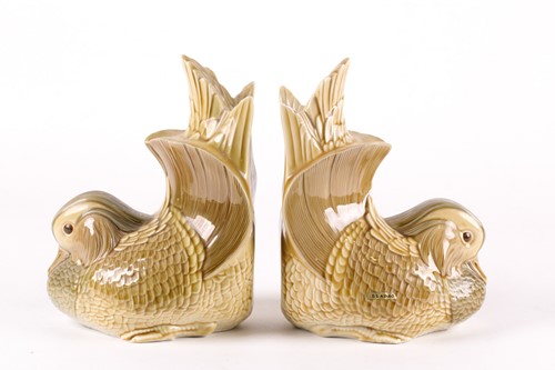 Lot 446 - A pair of Lladro mandarin duck bookends,...