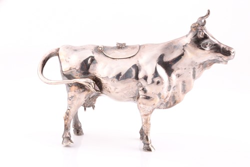 Lot 451 - A 19th century Dutch silver cow creamer, with...