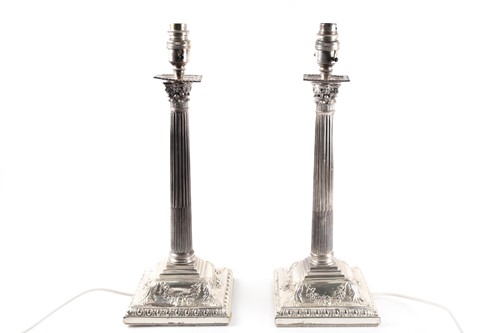 Lot 418 - A pair of Georgian silver Corinthian column...