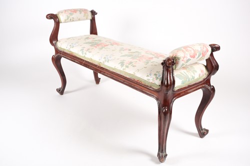 Lot 205 - A mid-Victorian carved mahogany duet stool,...