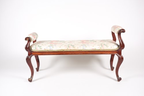 Lot 205 - A mid-Victorian carved mahogany duet stool,...