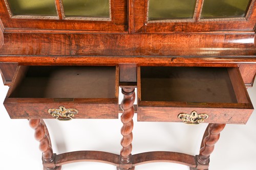 Lot 213 - A William & Mary style walnut display cabinet...