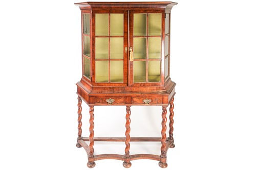 Lot 213 - A William & Mary style walnut display cabinet...