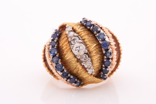 Lot 106 - A vintage sapphire and diamond dress ring -...