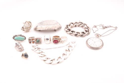 Lot 214 - A group of silver jewellery items, to include...