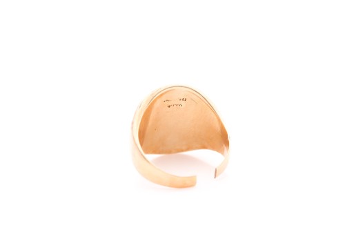 Lot 332 - A yellow metal gents signet ring, worn...
