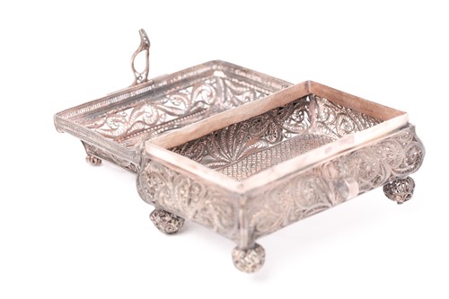 Lot 497 - A late 19th-century Russian filigree silver...