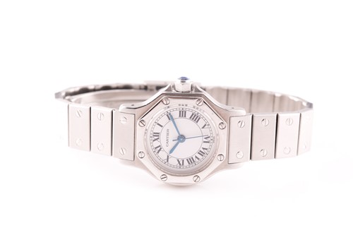 Lot 530 - A ladies Cartier Santos ronde stainless steel...