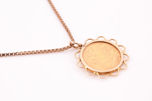 Lot 8 - An 1897 half sovereign pendant, set in a...