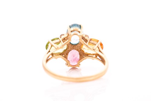 Lot 140 - A 9ct yellow gold and multi-gem ring, set with...