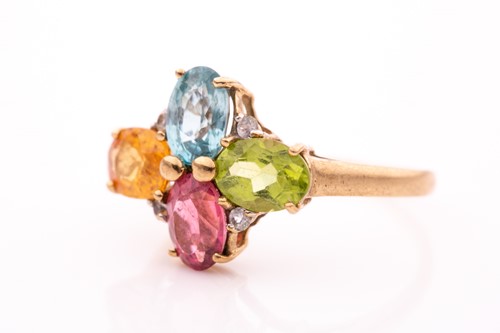 Lot 140 - A 9ct yellow gold and multi-gem ring, set with...