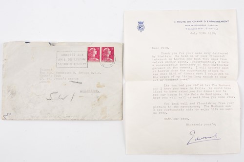 Lot 307 - A typed letter from King Edward VIII dated...