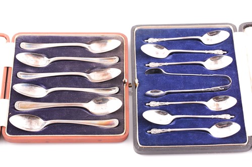 Lot 512 - A cased set of six beaded teaspoons Sheffield...