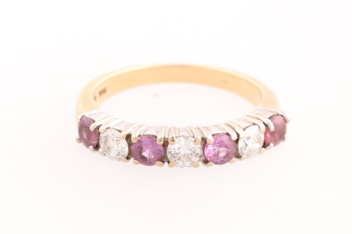 Lot 161 - An 18ct yellow gold, diamond, and pink...