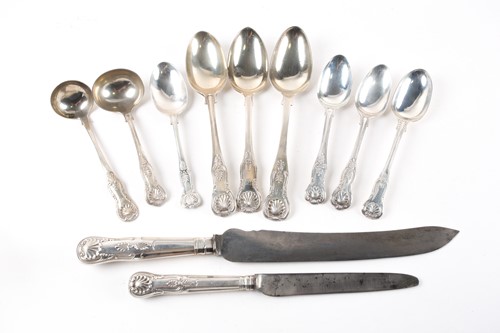 Lot 496 - A collection of silver flatware in the Kings...