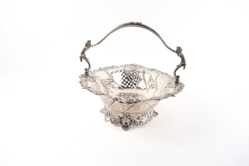 Lot 471 - A Mappin and Webb silver basket, the swing...