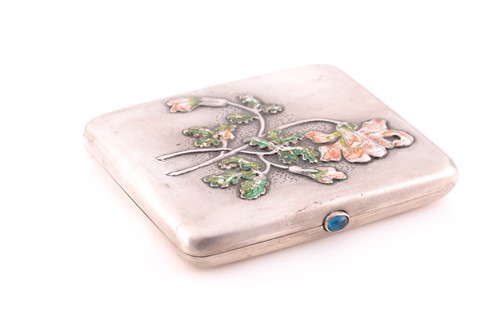 Lot 437 - A Russian silver and enamel cigarette case,...