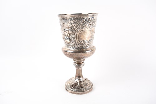 Lot 416 - A William IV silver presentation goblet, John...