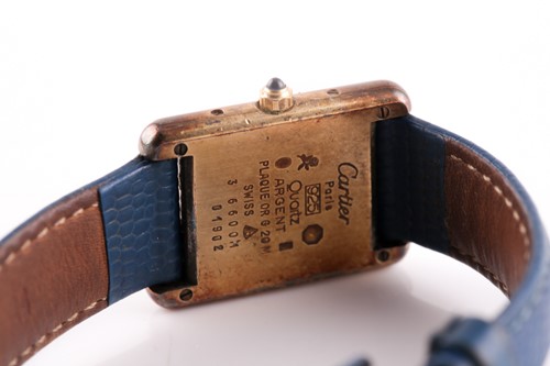 Lot 543 - A Must de Cartier tank quartz wristwatch, gold...