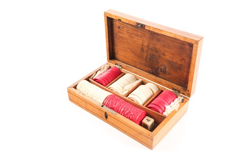 Lot 125 - A Chinese carved ivory backgammon set...