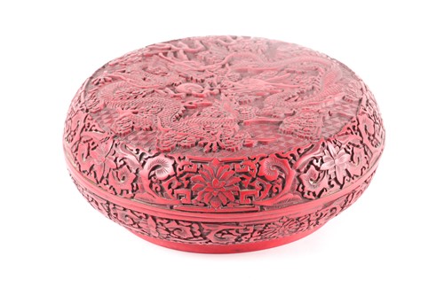 Lot 119 - A large Chinese cinnabar lacquer bowl and...