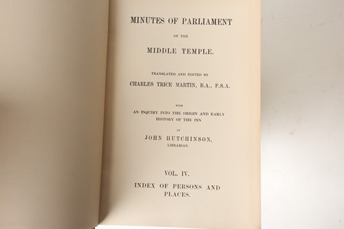 Lot 292 - The Middle Temple Records 1501-1703 edited by...