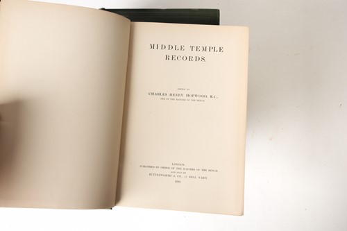 Lot 292 - The Middle Temple Records 1501-1703 edited by...